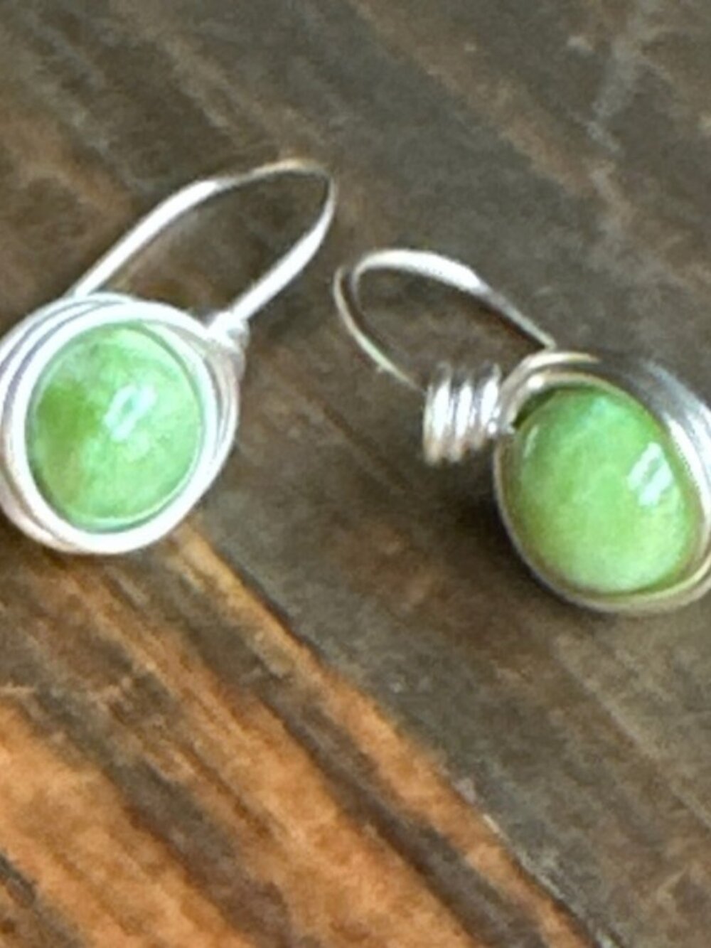 APPLE GREEN JADE +  GREEN + Boho silver earrings